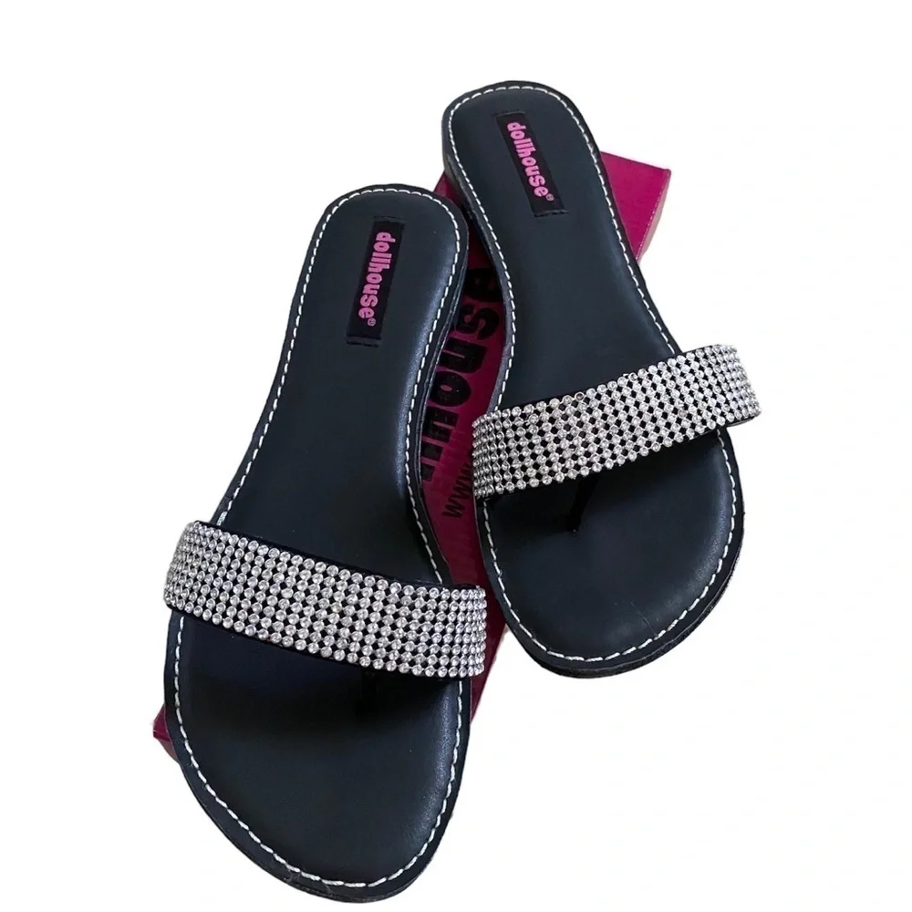 Dollhouse NWT Women’s Size 9 Y2K 90’s Zarnina Diamond Glam Flat Sandals New
